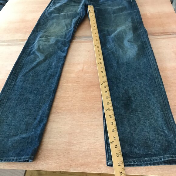 7 For all Mankind Standard Jeans Men 34x34 Blue Mid Rise Button Fly Stretch - Picture 8 of 15